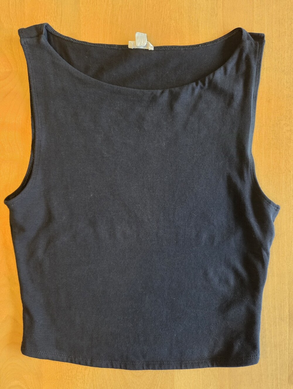 Garage Dark Navy Boat Neck Cropped Sleeveless Tank
